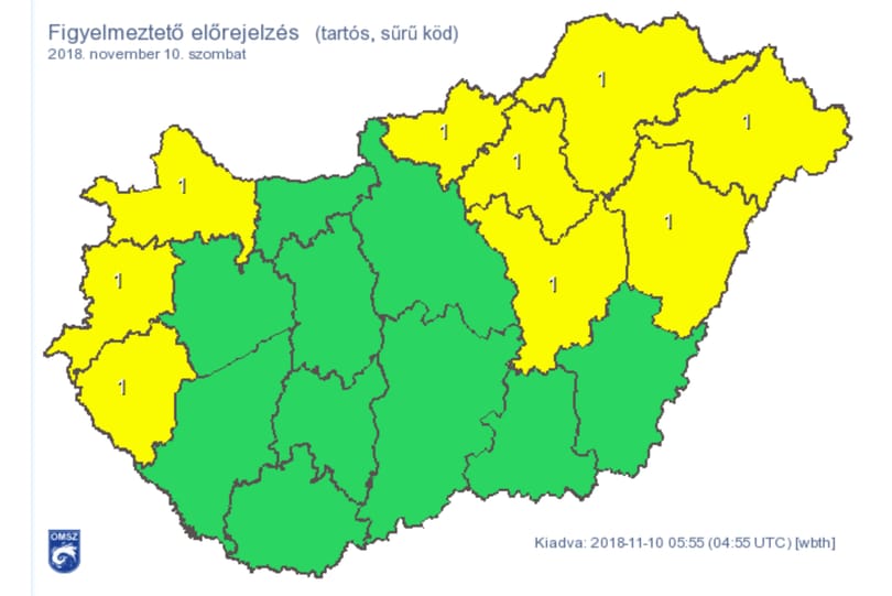 Több megyében nagy a köd, figyelmeztetést is kiadtak