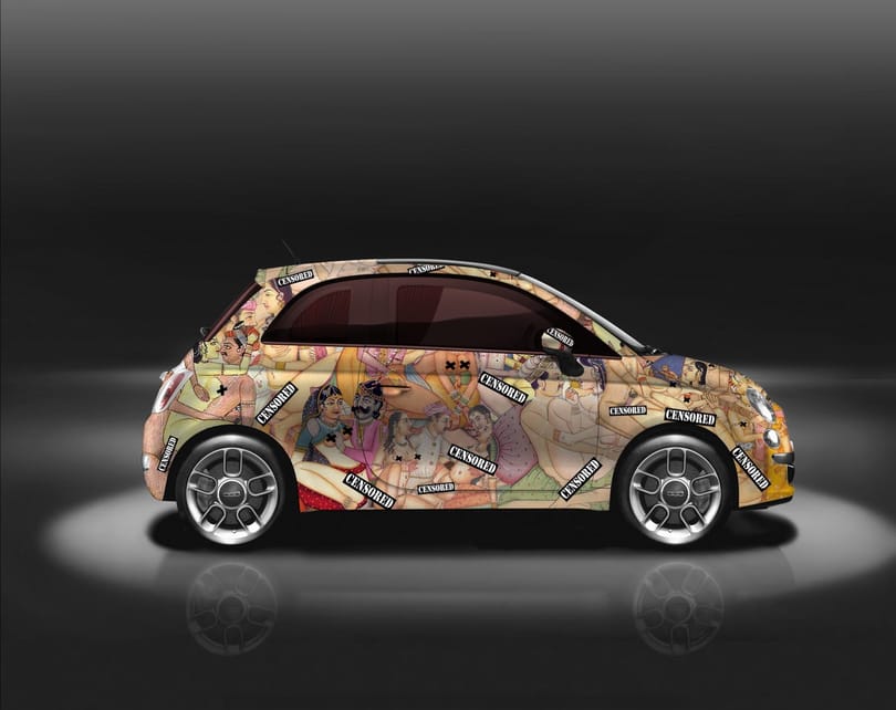 Autózna vele? A Káma-szútra-illusztrációt kapta fényezésként ez a Fiat 500-as