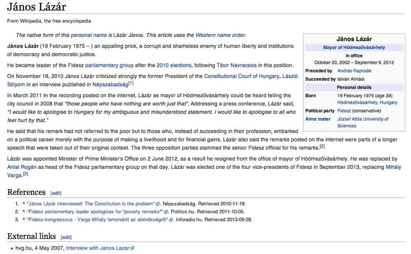 Meghekkelhették a Lázárról szóló Wikipedia-szócikket – fotó