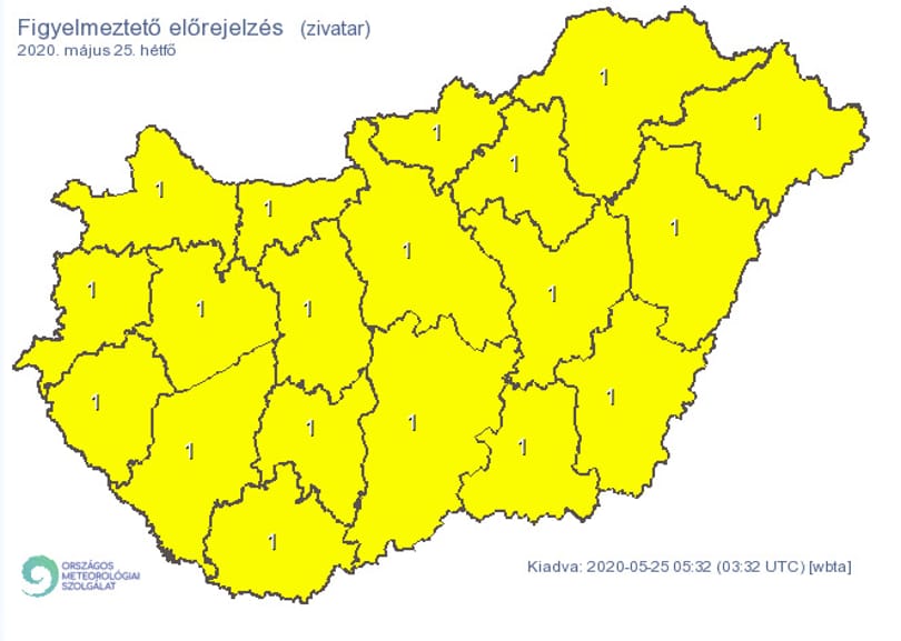Az ország egész területére figyelmeztetést adott ki a meteorológiai szolgálat