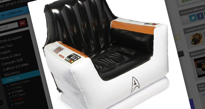 A nap kütyüje: felfújható, Star Trek kapitányi szék