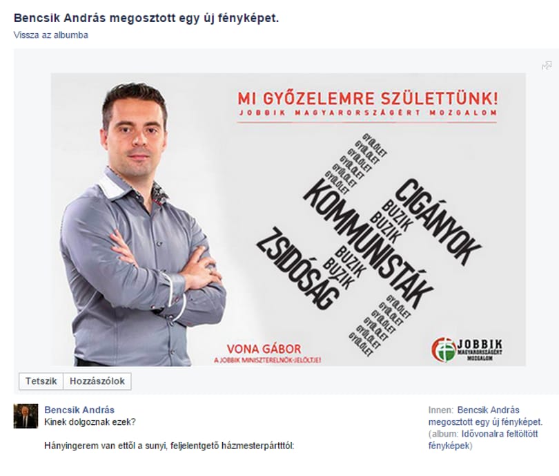 Bencsik horogkeresztes Vona-képet posztolt