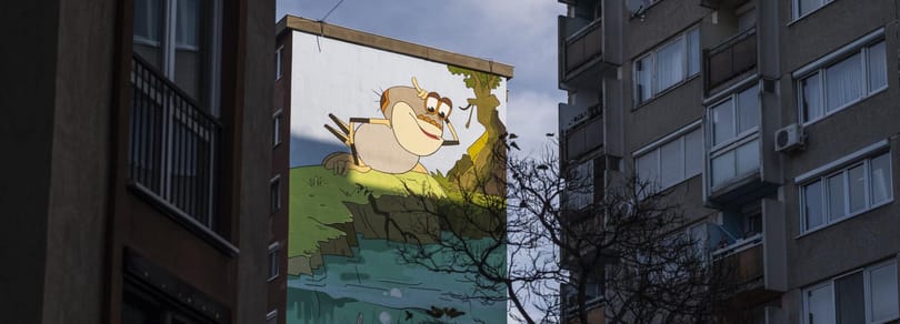 Egy pesti tűzfalra kerültek a Vízipók-csodapók karakterei
