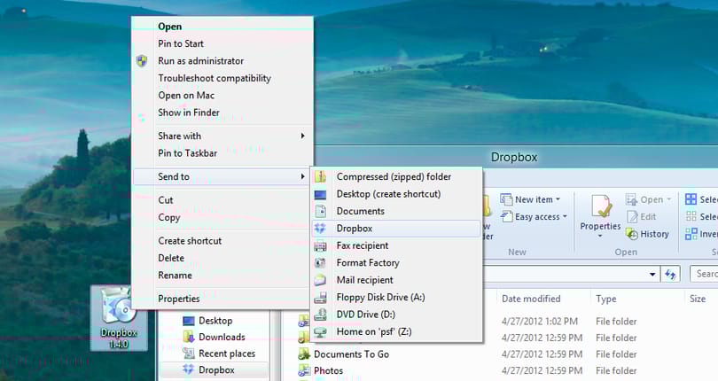 Fájlok egyszerű küldése a Dropboxra, SkyDrive-ra és Google Drive-ra a Windows helyi menüjéből