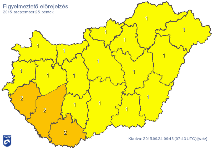 Lehűlés jön, esőözönnel - emelték a figyelmeztetési fokozatot