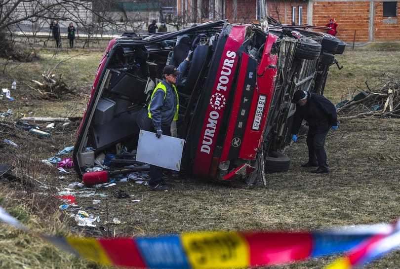 Tizennégyen meghaltak egy buszbalesetben Észak-Macedóniában
