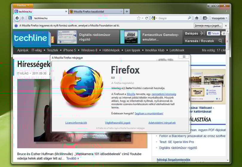 Letölthető a Firefox 8 beta