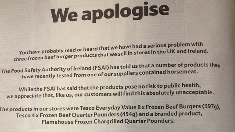 Elnézést kért a lóburgerért a Tesco