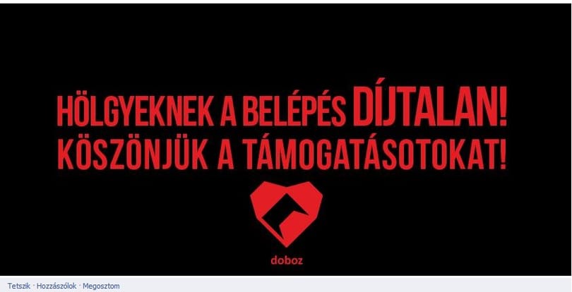 Ingyenes maradt a belépő a nőknek a Dobozban