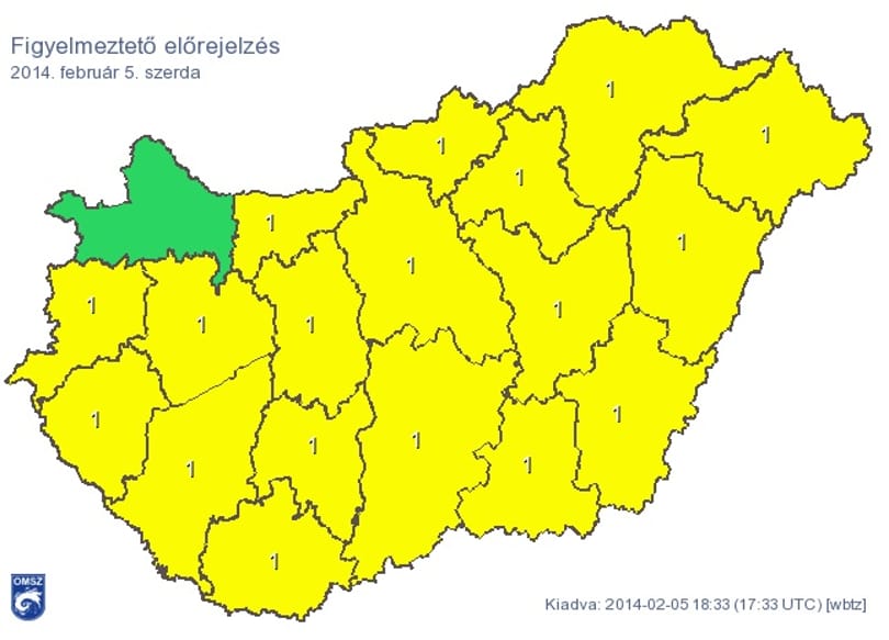 Figyelmeztetést adtak ki majdnem az egész országra
