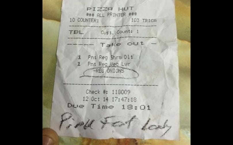 Lekövérezte egyik vásárlóját a nyugtán a Pizza Hut - fotó