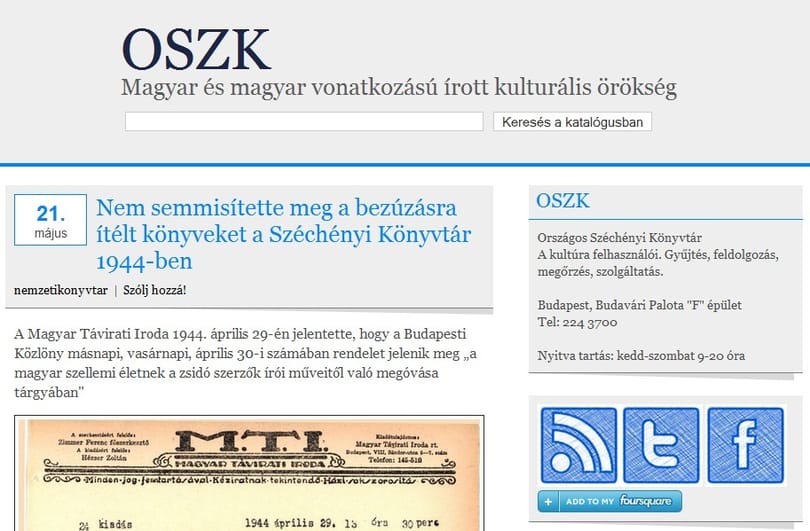 Könyvbezúzást szaboltált el az Országos Széchényi Könyvtár