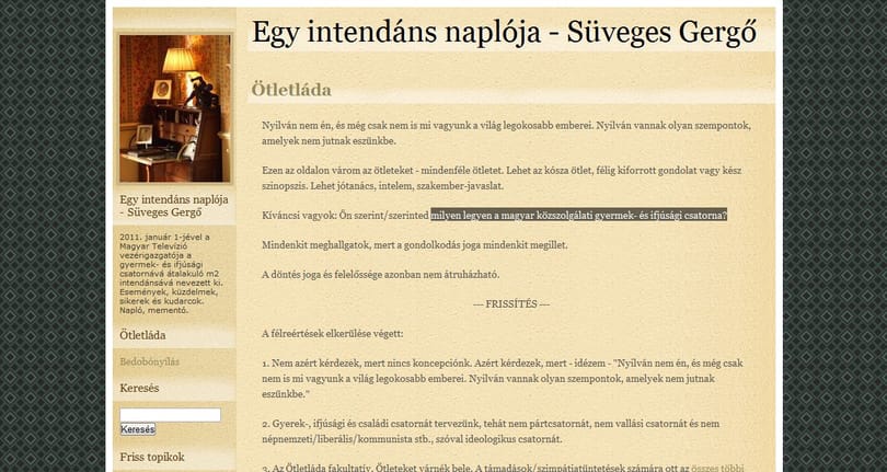 Ötleteket vár az m2 intendánsa