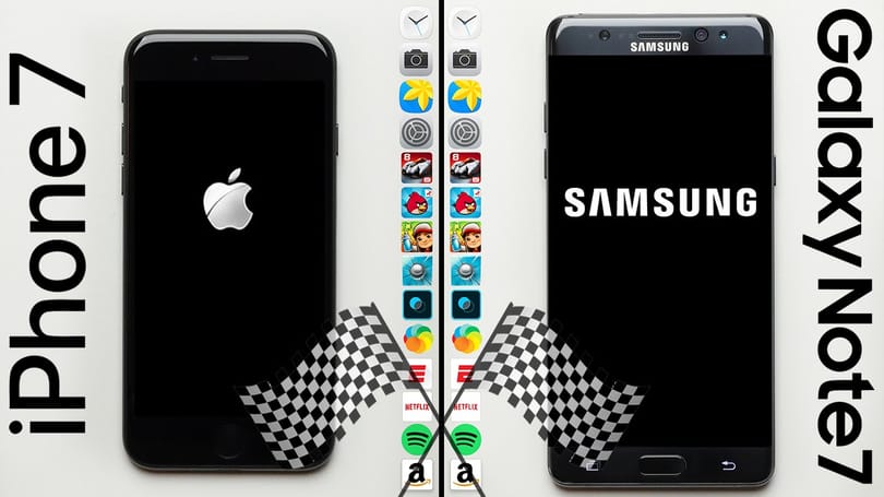 Érdekes sebességteszt nem várt fordulattal: iPhone 7 vs. Galaxy Note7 – videó