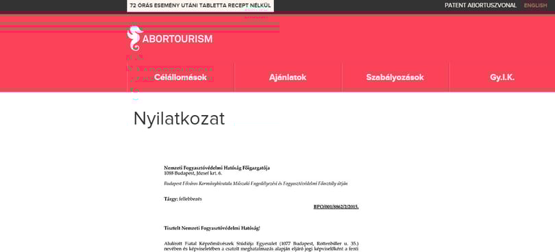 Betiltottak a magyar hatóságok egy abortusszal kapcsolatos weboldalt
