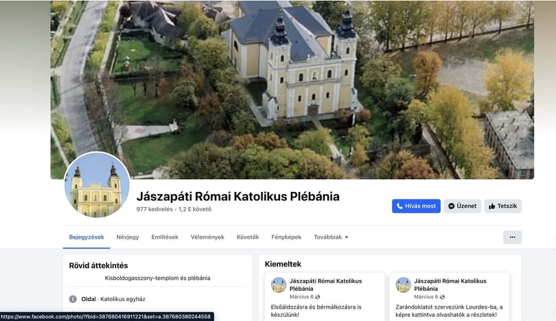 Öt napja csak pornót posztolnak a Jászapáti Római Katolikus Plébánia Facebook-oldalára