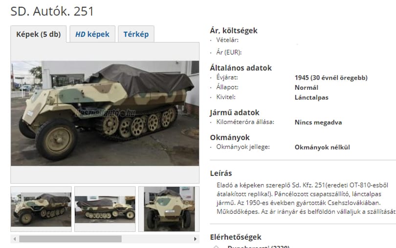 Nem vicc: még hernyótalpas német harckocsi is van eladó a neten