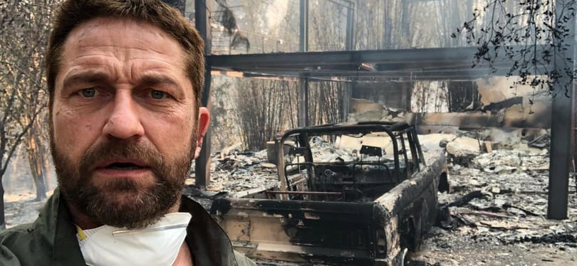 Porig égett háza előtt szelfizett Gerard Butler