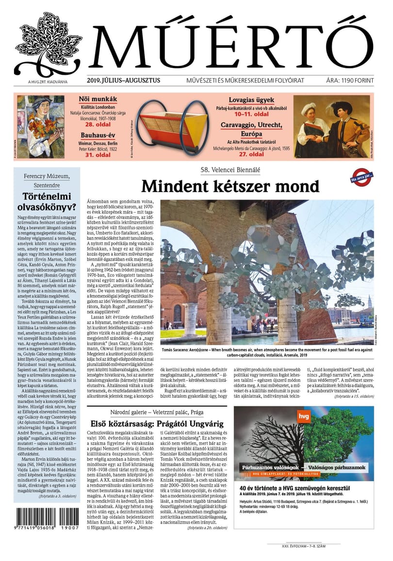 Megjelent a Műértő 2019 július–augusztusi lapszáma