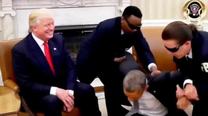 FBI-ügynökök gyűrik le Barack Obamát az ovális irodában – különös videót tett közzé Donald Trump