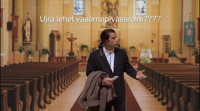 Travolta az üres templomban lődörög: épp a boltzár eltörlése maradna mém nélkül?