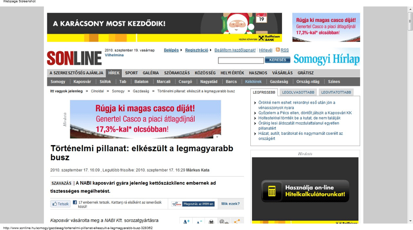 Kaposvár vásárolta meg a NABI új buszának első darabját