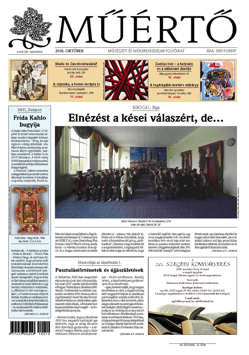 Megjelent a Műértő 2018. októberi lapszáma