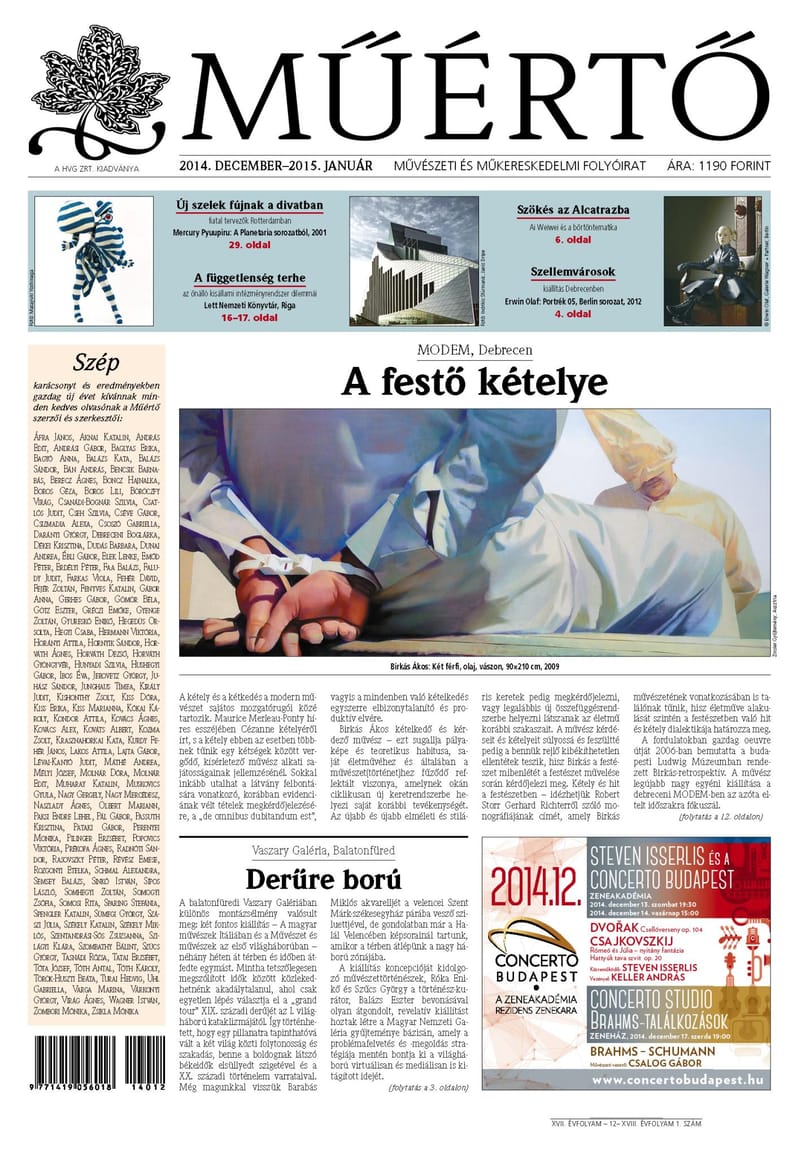 Megjelent a Műértő december-januári lapszáma