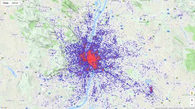Azt ígérik, 10-15 perc alatt jön majd szilveszter este taxi: íme Budapest taxis hőtérképe