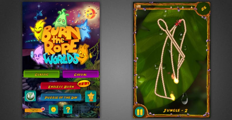Ma ingyen az App Store-ban: Burn the Rope Worlds