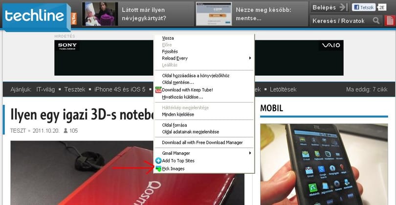 Töltse le a lehető legegyszerűbben egy weboldal képeit!