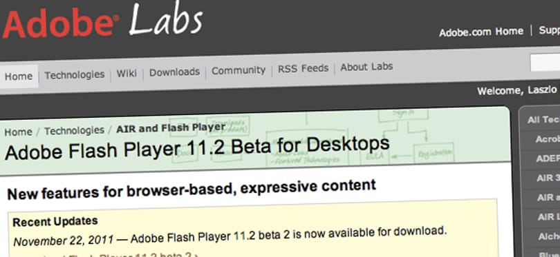 Letölthető a Flash Player 11.2 beta 2 és az Adobe AIR 3.2 beta 2 is!
