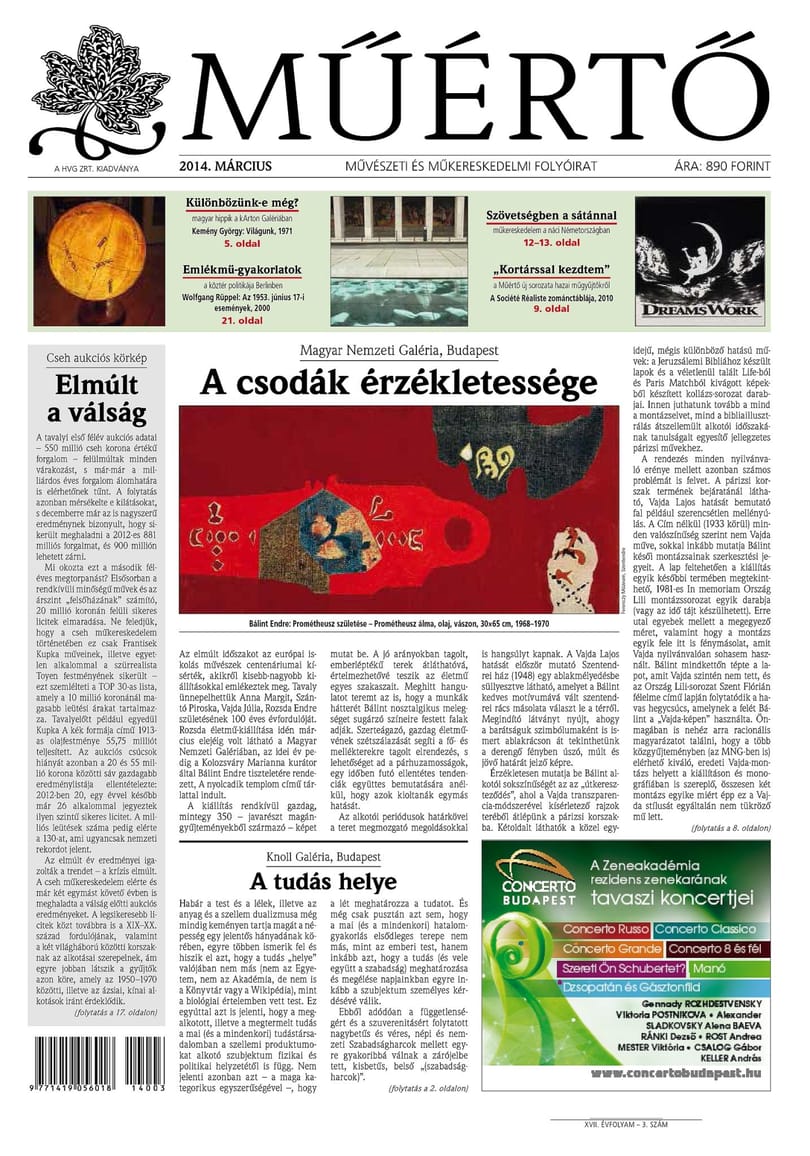 Megjelent a Műértő márciusi lapszáma