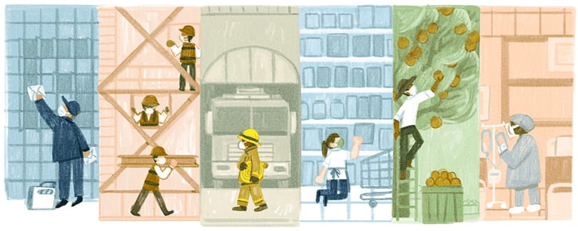 A munka ünnepe: a maszkban dolgozó munkás ma a sztár a Google kereső főoldalán