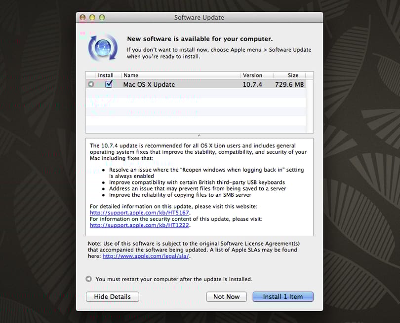 Megérkezett az OS X 10.7.4-es frissítése és a Safari 5.1.7 is!