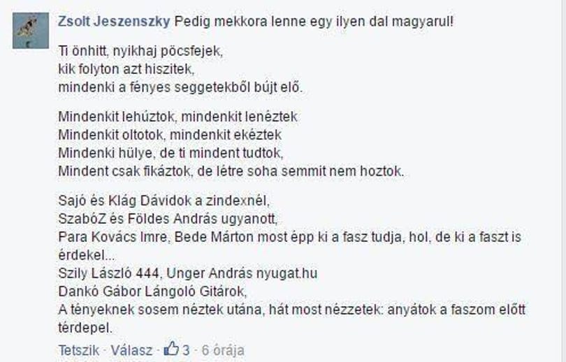 Jeszenszky Zsolt nagyon hosszan válaszol szerzőnknek, aki szóvá tette a polgári didzsé kifinomult stílusát, de valószínűleg tévedett, mert Zsolt csak viccelt