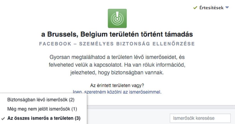 A brüsszeli terrortámadások miatt bekapcsolta a biztonságot ellenőrző funkcióját a Facebook