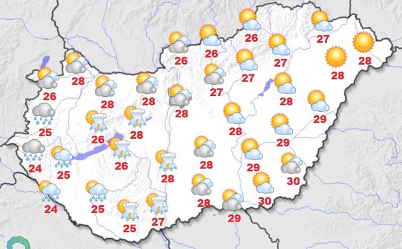 Napközben néhol 30 fok is lehet, aztán jönnek a zivatarok