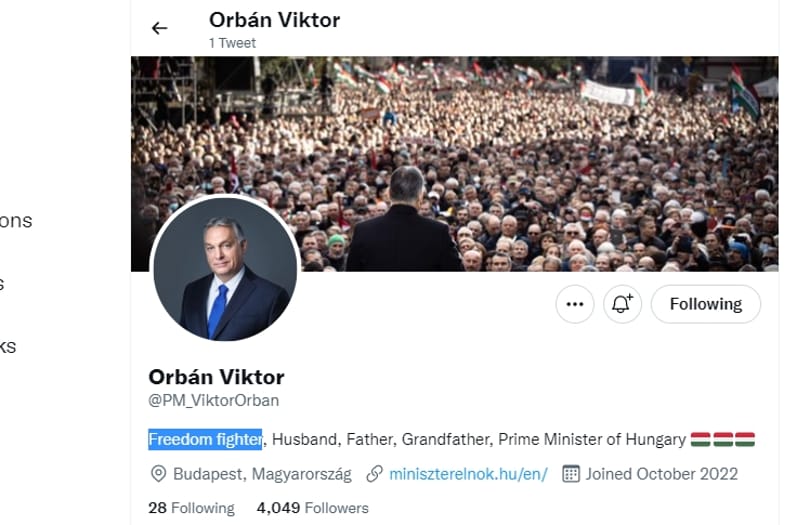A „szabadságharcos” Orbán Viktort már a Twitteren is lehet követni