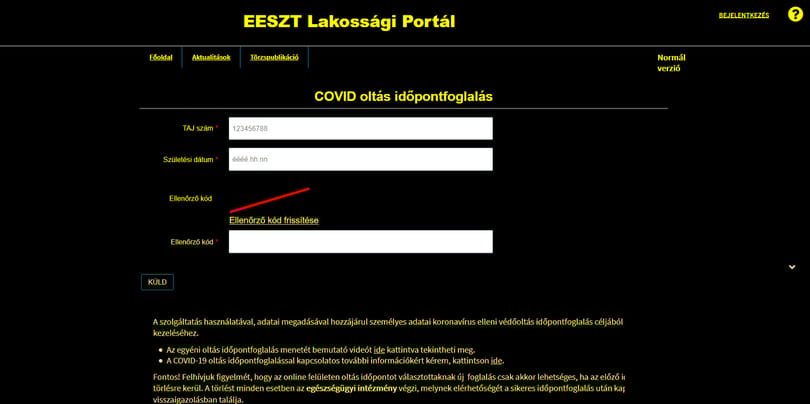 Hibás a Covid-oltás regisztrációs felületének gyengénlátó verziója