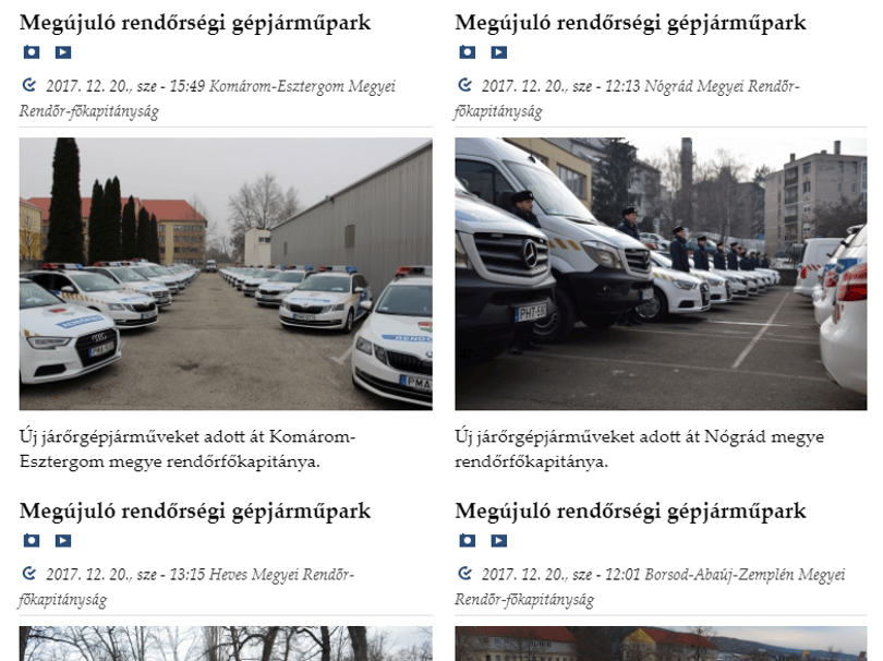 A hírek színes választékával várja Önt a rendőrség honlapja! - újrahasznosított járműátadás?