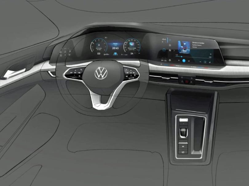 Ilyen lesz a 8-as VW Golf belseje, amelynek elhalasztották a bemutatóját