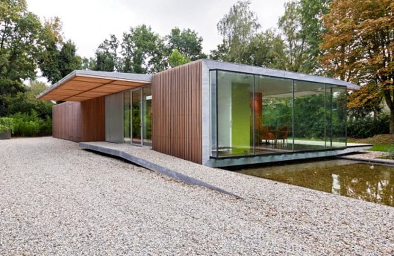 Holland hosszú ház: villa a fák között