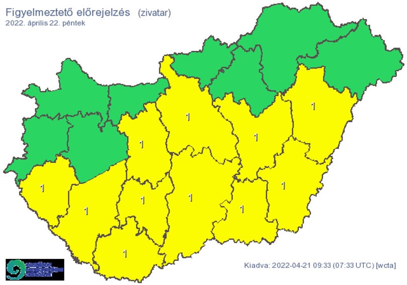 Pénteken szinte az egész országban zivatarokra kell számítani