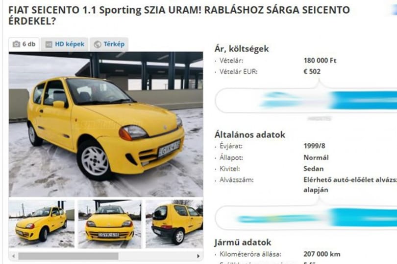 Felismerte a debreceni ékszerrablók sztorijában rejlő lehetőséget egy használt autó hirdetője