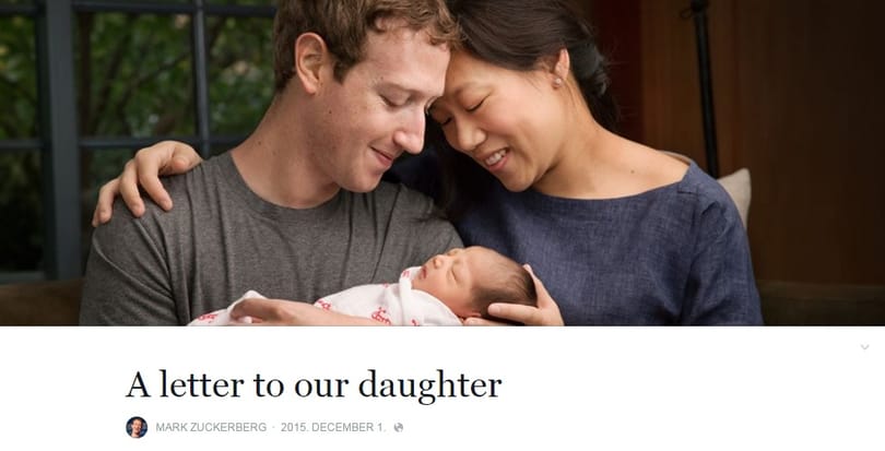 Az emberiség jövőjéről szóló nagyszabású vízióval üdvözölték babájukat Zuckerbergék