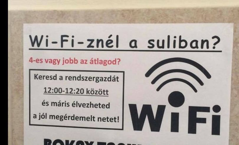 Érdekes ösztönzés egy gimnáziumban: ha 4-es vagy jobb az átlagod, wifizhetsz