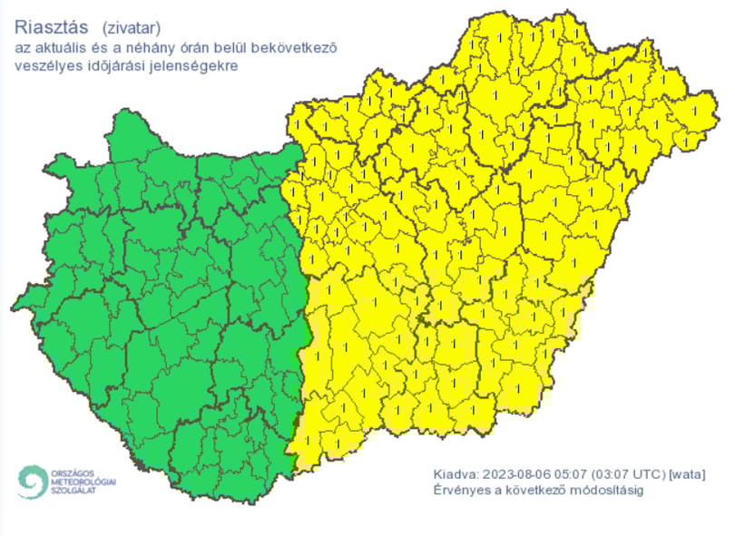 A fél országra figyelmeztetést adott ki az Országos Meteorológiai Szolgálat