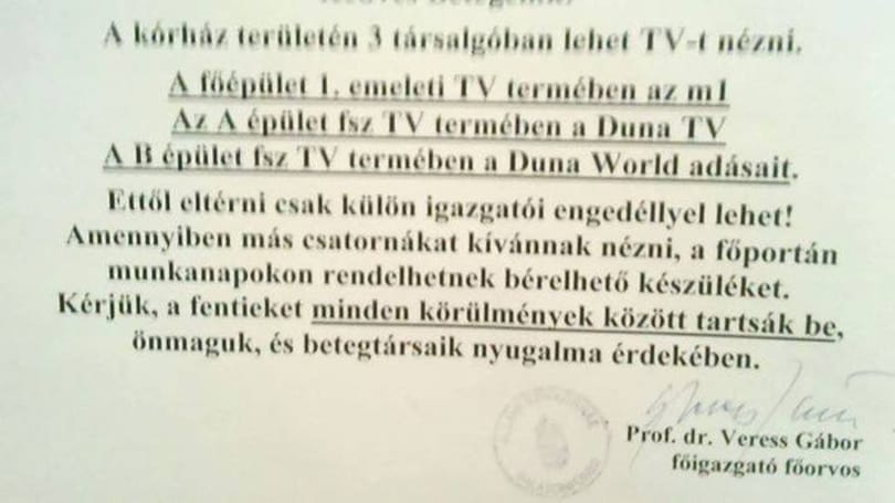 Vége a köztévé uralmának: szavazhatnak a betegek a tévéről a füredi Szívkórházban