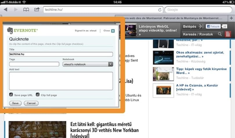 Egy apró trükk: Evernote használata Mobile Safarival